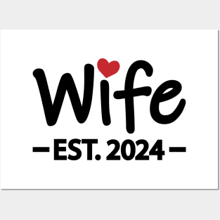 Wife EST. 2024 typographic logo design Posters and Art